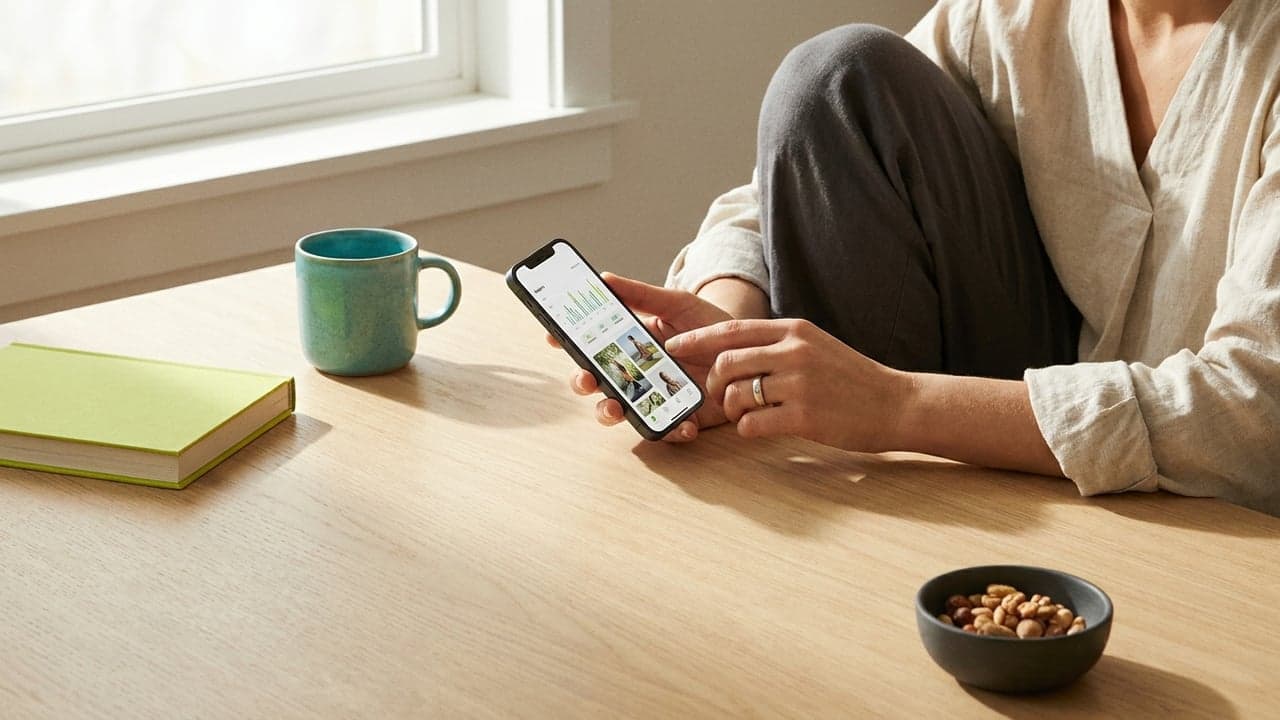 Persona revisando tendencias de bienestar en la app