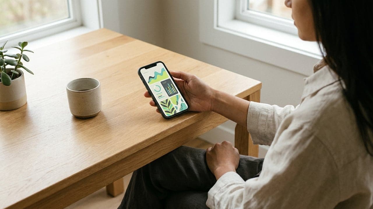 Persona revisando tendencias de bienestar en la app